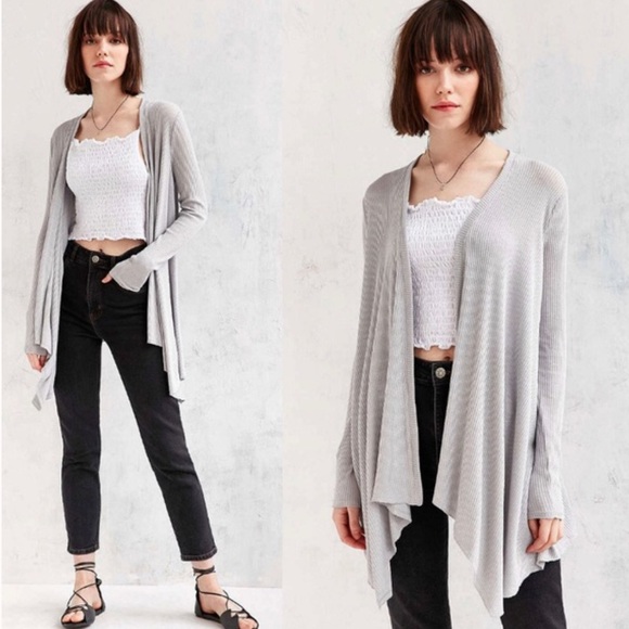 Kimchi Blue Ribbed Grey Cardigan - Picture 1 of 5